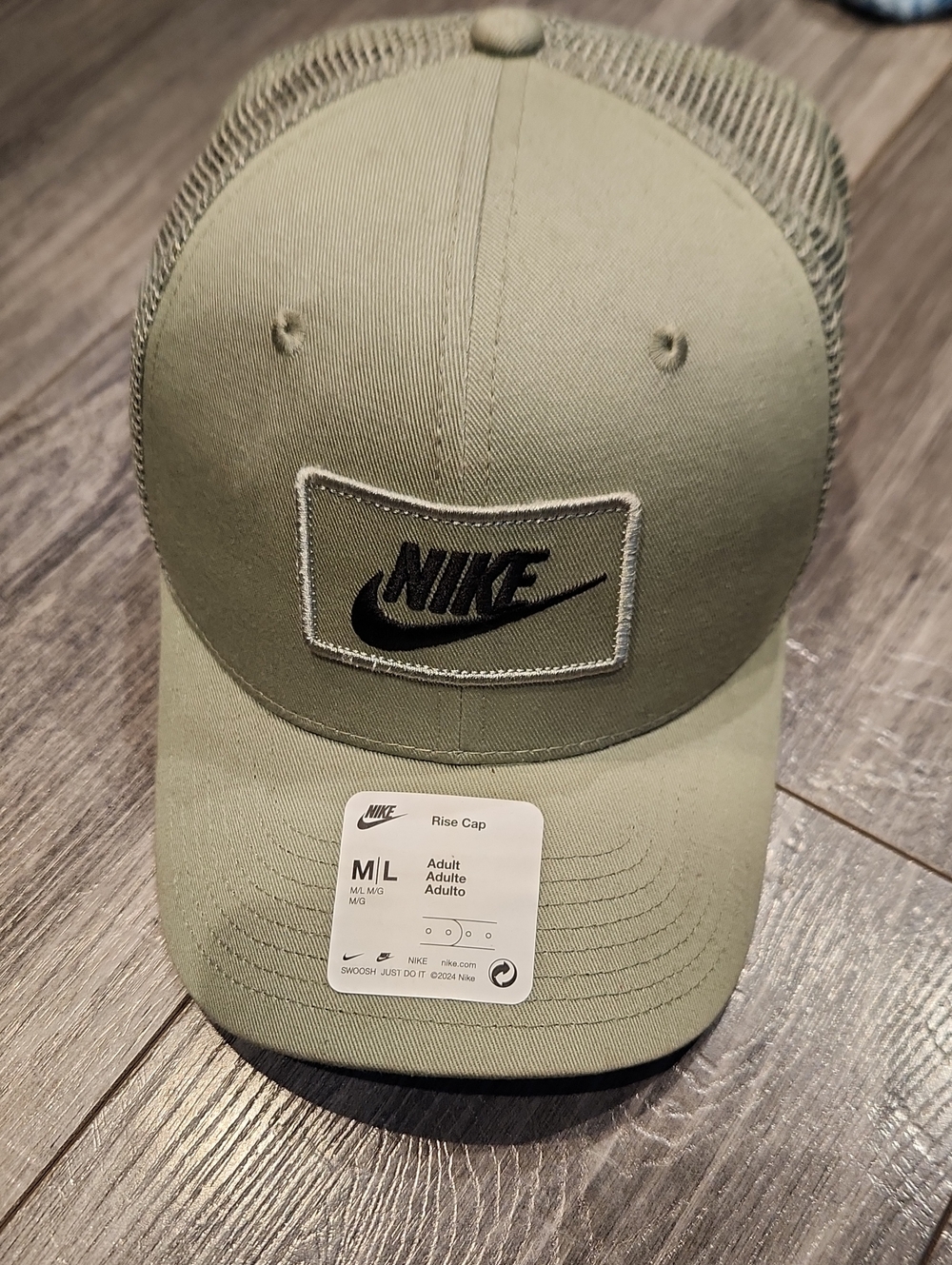 NWT Nike Rise Cap Adult Sz M/L Olive Green Adjustable Straps Hat